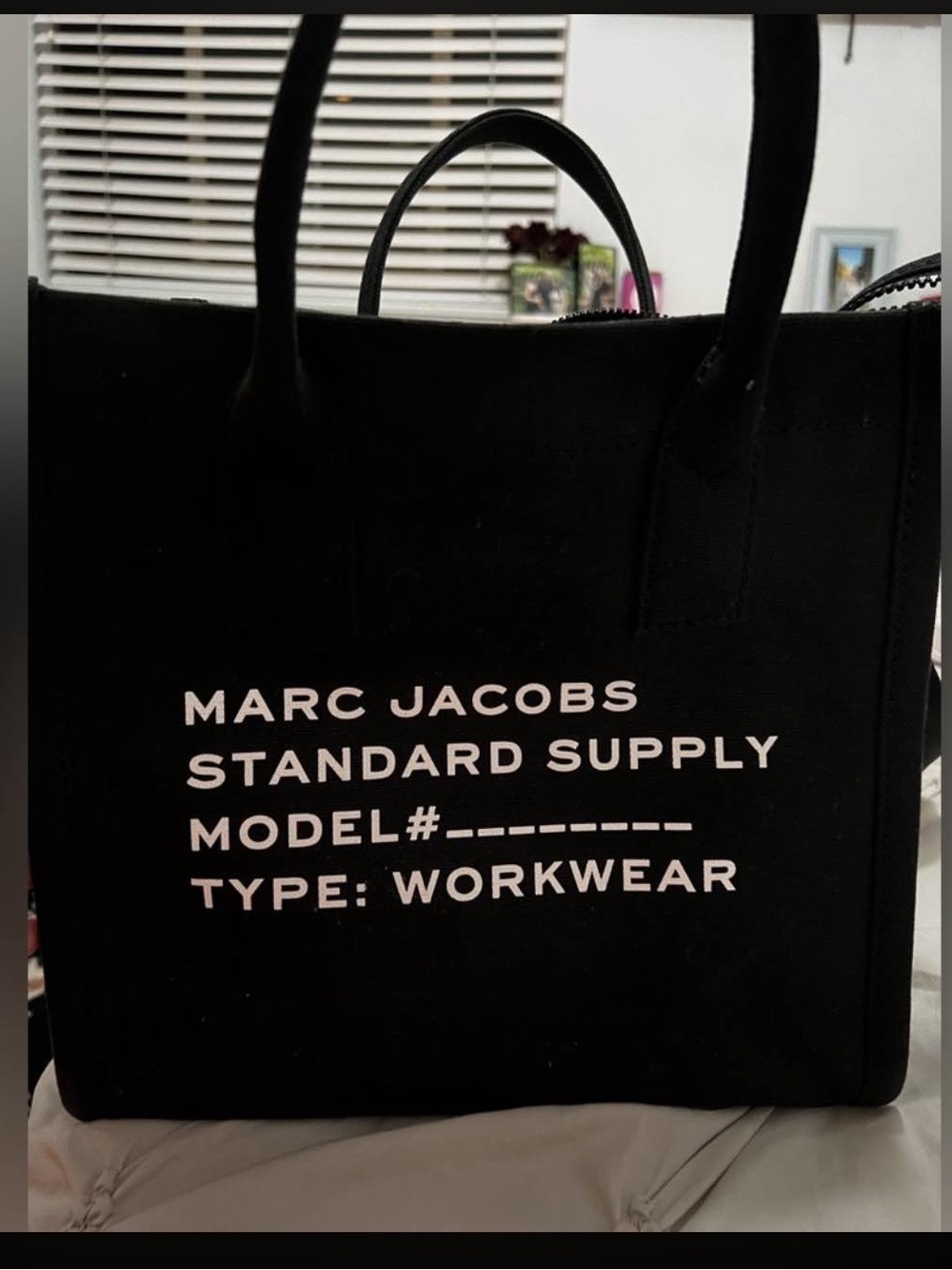 Marc Jacobs Black Messenger Bag with White Logo